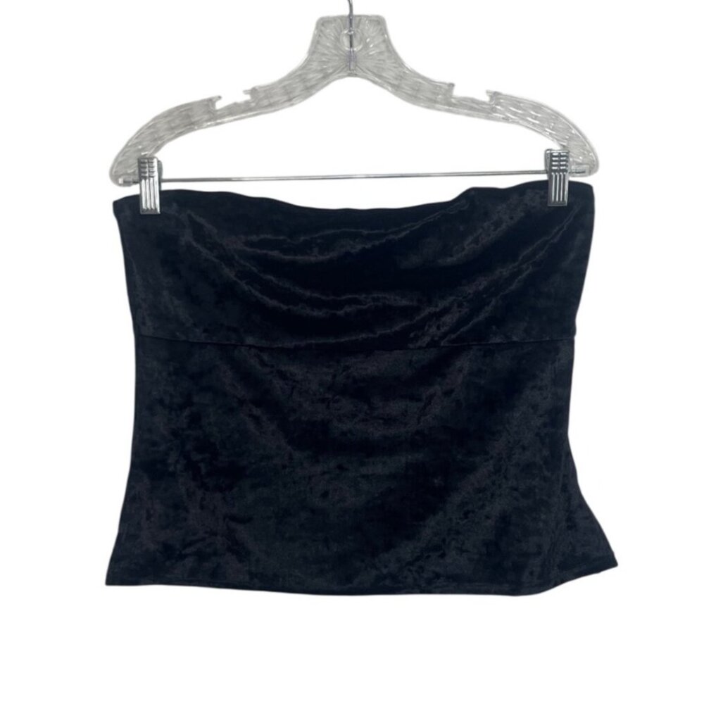 See You Monday Velvet Strapless Tube Top XL Black New Stretchy Fitted Evening‎